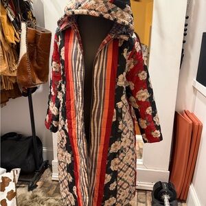 Johnny Was Red and Black Floral Jacket cheetah reversible size large puffer coat